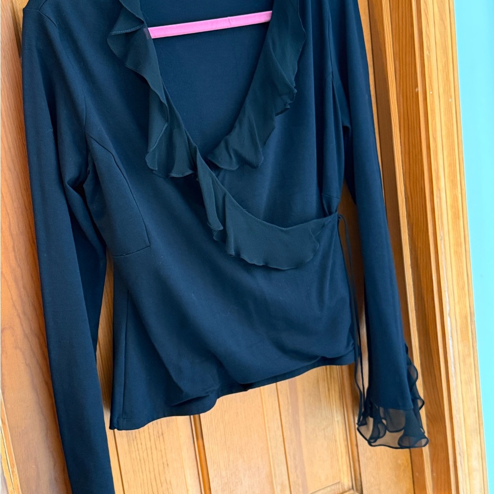 Cache Black Ruffled Blouse - Picture 7 of 9